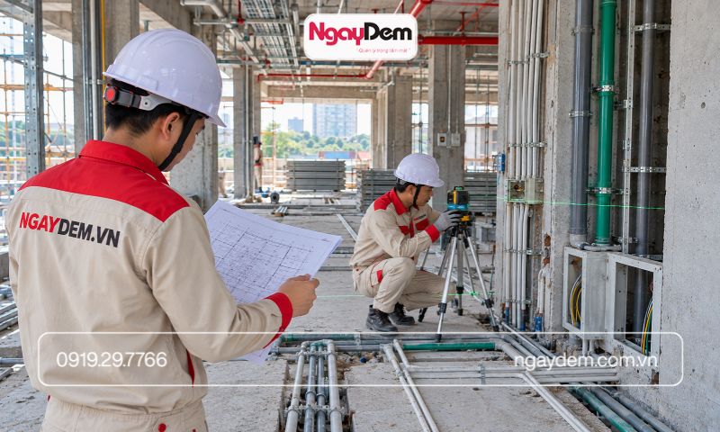 thi công hệ thống điện nước tại hoài đức