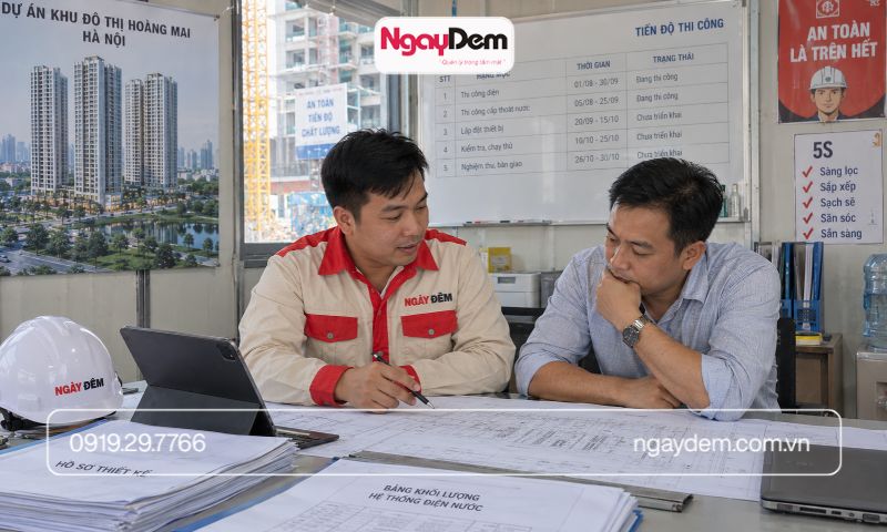 thi công điện nước ở Hoàng Mai