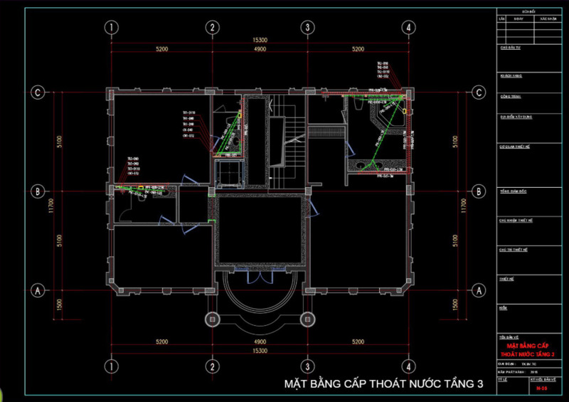 Mặt bằng cấp thoát nước công trình nhiều tầng