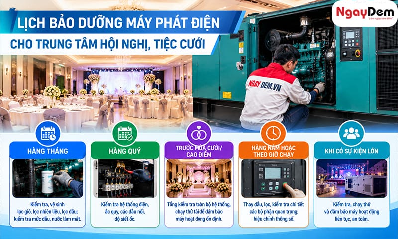 Bảo trì, bảo dưỡng máy phát điện cho trung tâm hội nghị, tiệc cưới