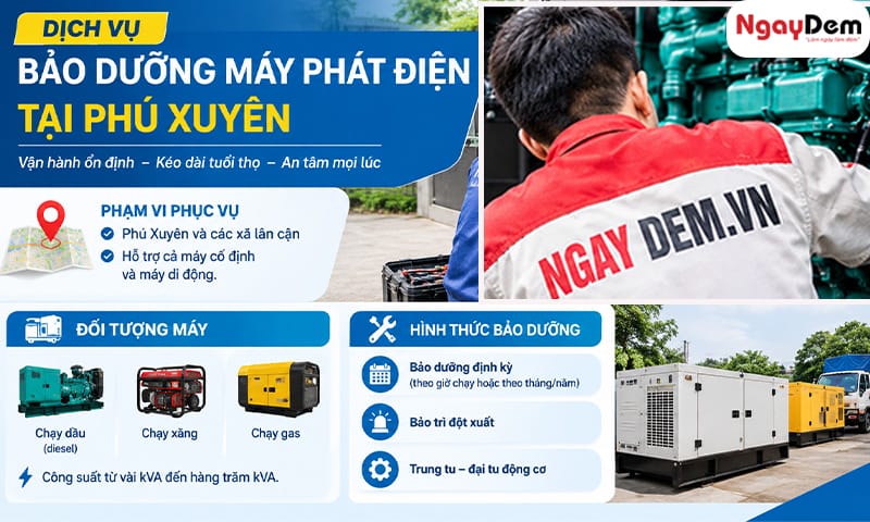 Dịch vụ sửa chữa - bảo dưỡng máy phát điện tại Phú Xuyên Bảo dưỡng máy phát điện tại Phú Xuyên