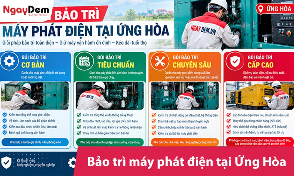 Bảo trì máy phát điện tại Ứng Hòa cho nhà xưởng, làng nghề trọn gói