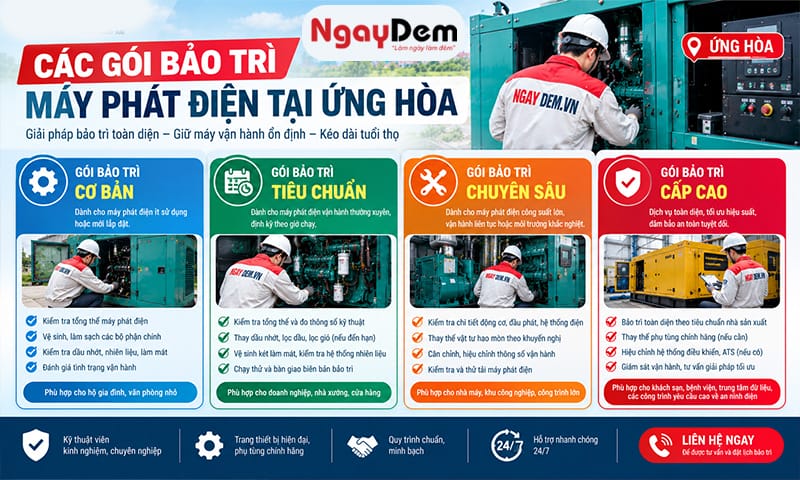 Bảo trì máy phát điện tại Ứng Hòa cho nhà xưởng, làng nghề trọn gói