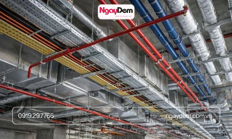 Lắp đặt máng cáp và ống luồn dây điện tại công trình