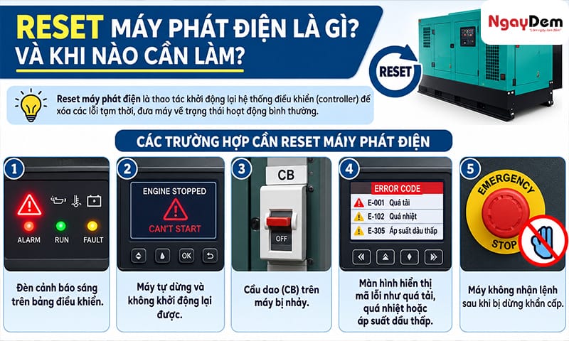 Khi nào cần reset máy phát điện Cách reset máy phát điện nhanh tại chỗ, không cần thợ
