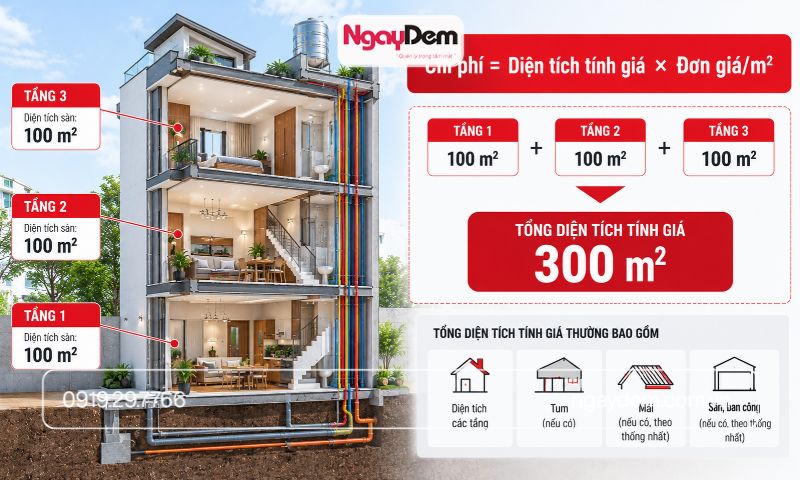 Cách tính m2 thi công điện nước rất đơn giản.