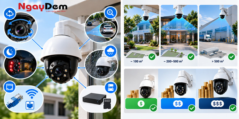 Camera PTZ là gì? Tìm hiểu cấu tạo & ưu nhược điểm