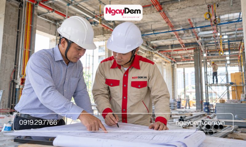 Kỹ sư Ngày Đêm phối hợp với chủ đầu tư tính toán định mức thi công điện nước