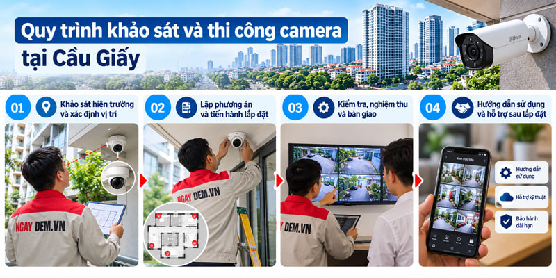 Thi công lắp đặt Camera tại Cầu Giấy - Hà Nội uy tín