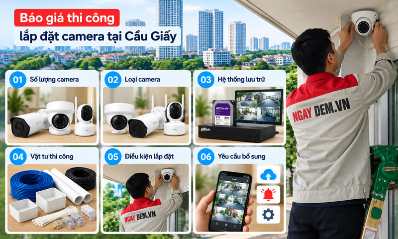 Thi công lắp đặt Camera tại Cầu Giấy - Hà Nội uy tín