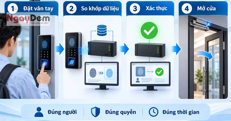 Lắp đặt kiểm soát cửa ra vào bằng vân tay | Thi công nhanh, đúng kỹ thuật