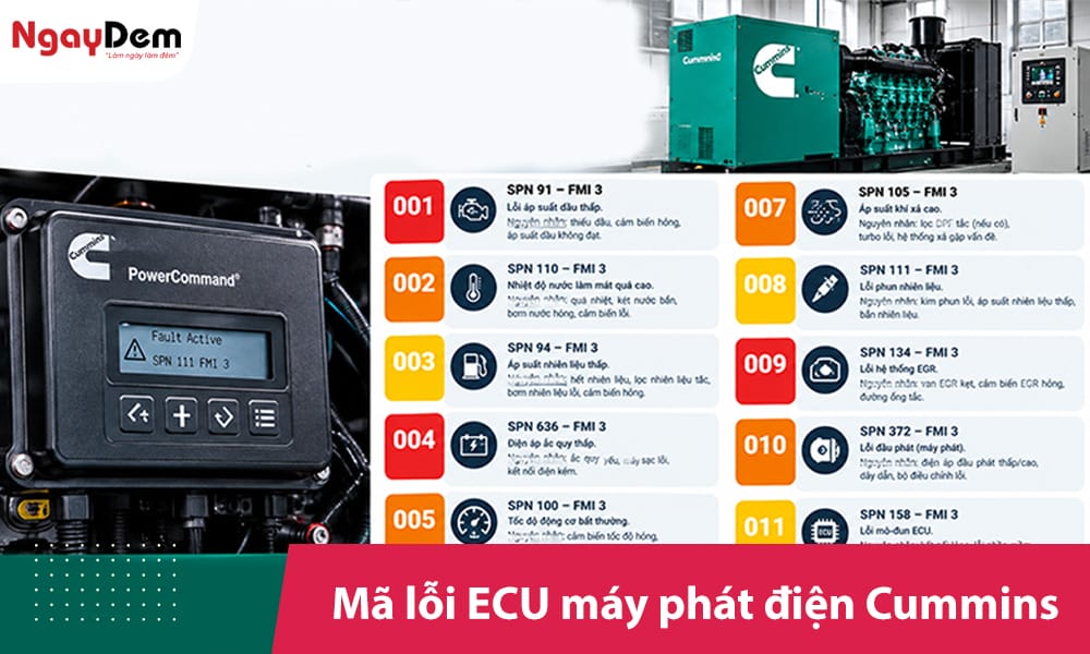 5+mã lỗi ECU máy phát điện Cummins thường gặp và cách khắc phục