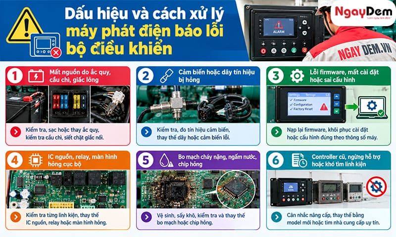 Dấu hiệu và cách sửa máy phát điện báo lỗi bộ điều khiển Máy phát điện báo lỗi bộ điều khiển: Cách kiểm tra và sửa chữa
