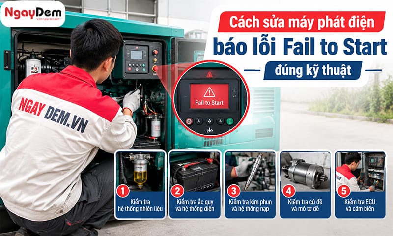 Cách sửa máy phát điện báo lỗi Fail to Start đúng kỹ thuật