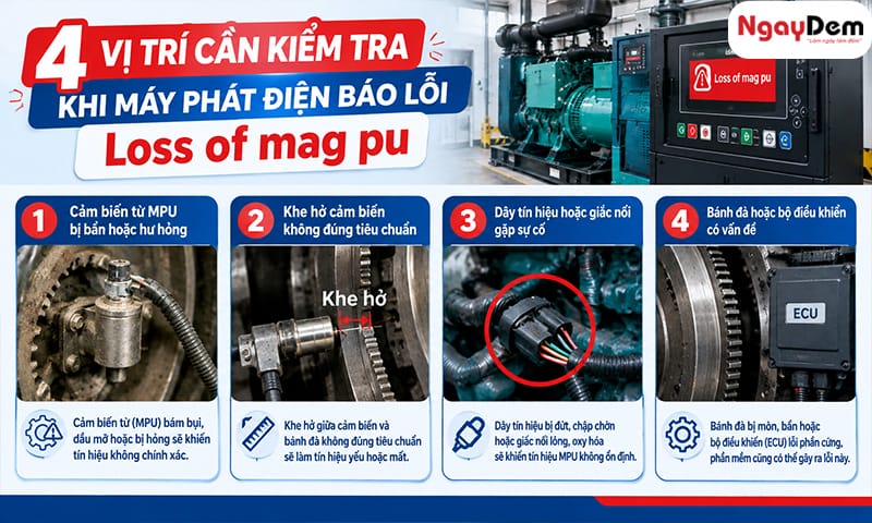 Máy phát điện báo lỗi Loss of mag pu - Vị trí cần kiểm tra và cách sửa