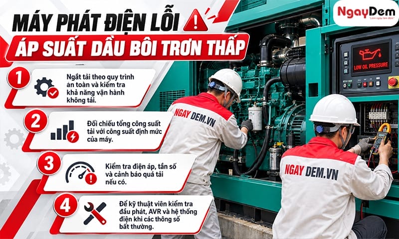 Cách sửa máy phát điện lỗi áp suất dầu bôi trơn thấp Máy phát điện khởi động nhưng tự ngắt: 6 hệ thống cần kiểm tra ngay