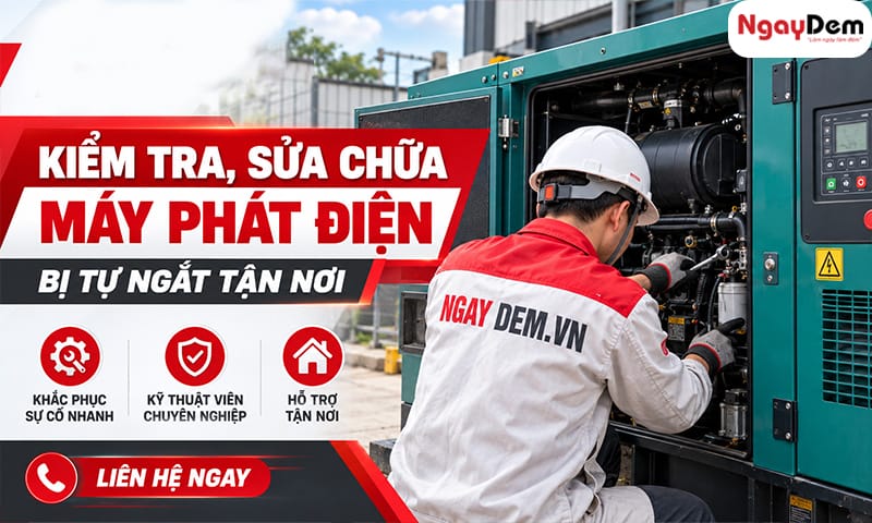Cơ điện Ngày Đêm - đơn vị sửa máy phát điện khởi động nhưng tự ngắt Máy phát điện khởi động nhưng tự ngắt: 6 hệ thống cần kiểm tra ngay