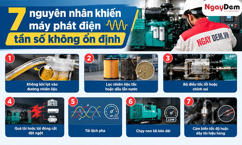 Máy phát điện tần số không ổn định xử lý thế nào?