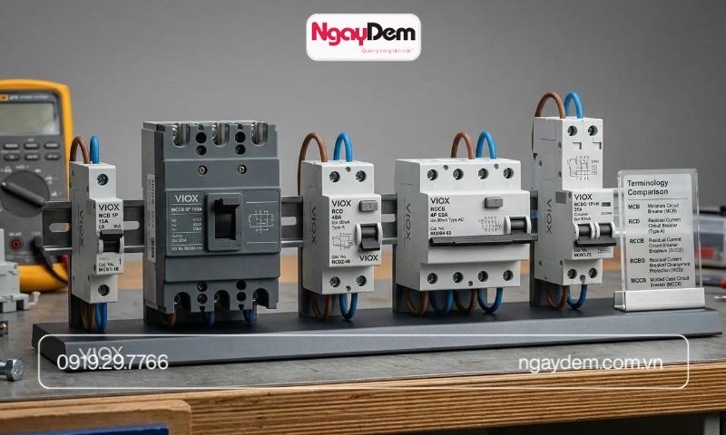 So sánh MCCB với MCB ACB RCCB và RCBO trong hệ thống điện