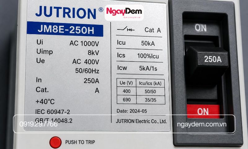 Thông số dòng định mức và khả năng cắt ngắn mạch trên MCCB