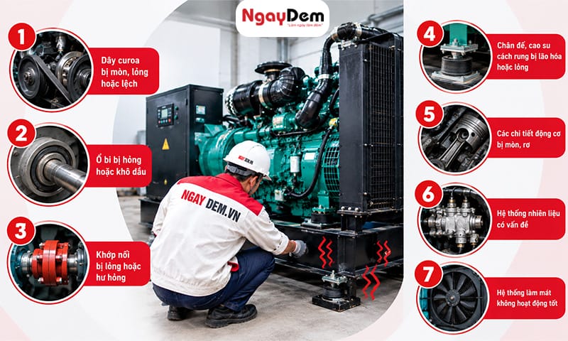 Cách chẩn đoán và sửa chữa máy phát điện rung lắc mạnh