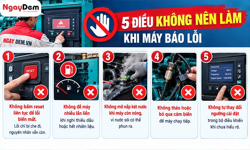 Kiểm tra, xử lý sửa máy phát điện báo lỗi trên màn hình [Chi tiết]