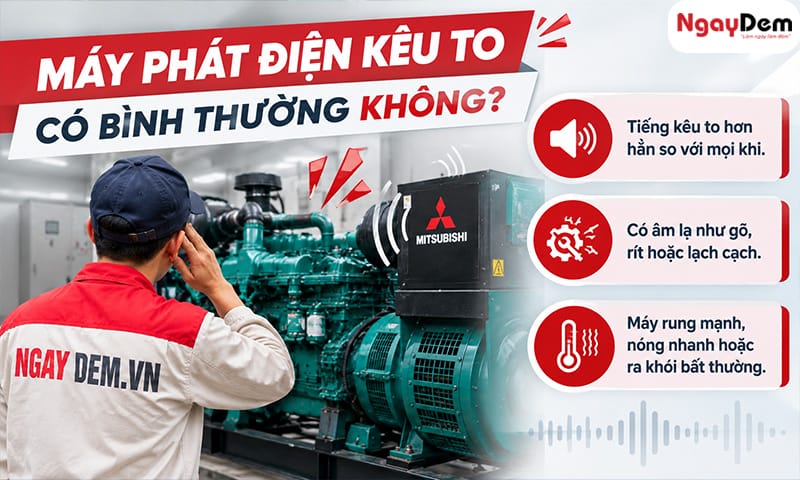 Sửa máy phát điện kêu to: 8 nguyên nhân và cách xử lý nhanh
