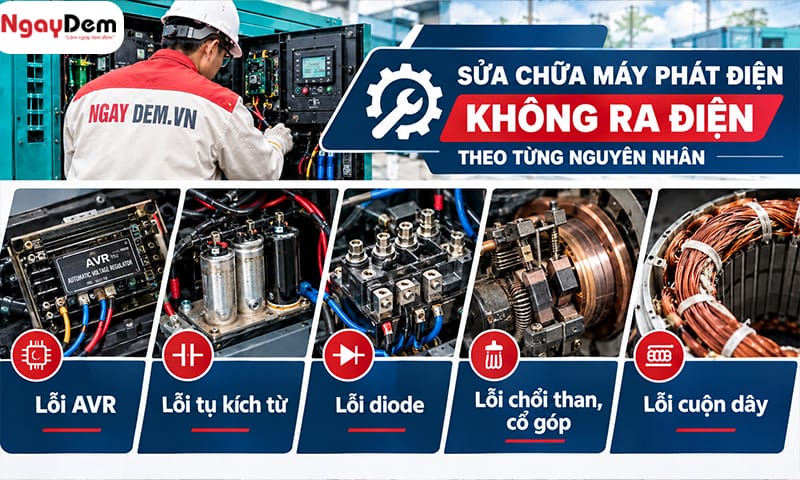 Chuẩn đoán đúng nguyên nhân - sửa chữa nhanh chóng, hiệu quả Sửa máy phát điện không ra điện tận nơi – Kiểm tra đúng lỗi