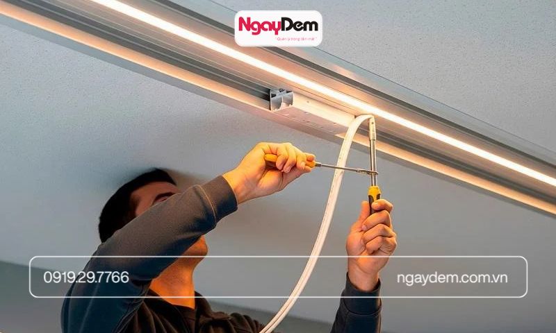 thi công đèn led hắt trần 220V