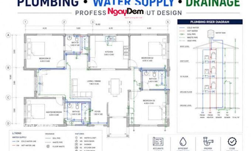 Bản vẽ thiết kế hệ thống cấp thoát nước công trình